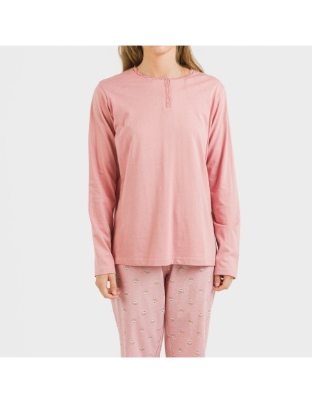 Pigiama lungo cotone Santi rosa