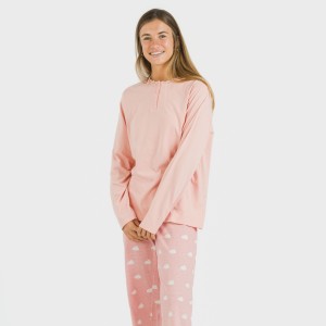 Pigiama lungo cotone Nubecita rosa 2
