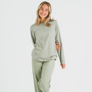 Pigiama lungo cotone Steve verde militare 2
