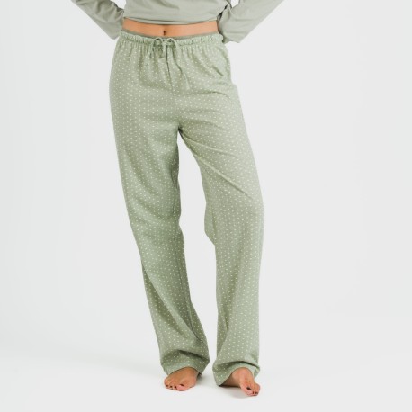 Pigiama lungo cotone Steve verde militare