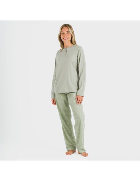 Pigiama lungo cotone Steve verde militare Pigiama lungo cotone Steve verde militare