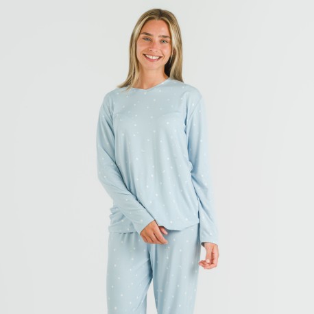 Pigiama lungo soft Ambarina celeste