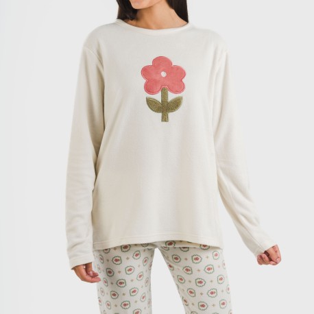 Pigiama pile polare Tulina bianco antico