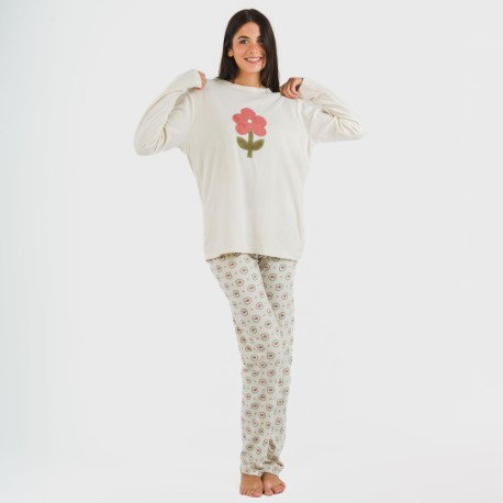 Pigiama pile polare Tulina bianco antico