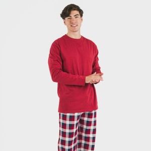Pigiama uomo flanella Cuadro Ferni bordeaux 2