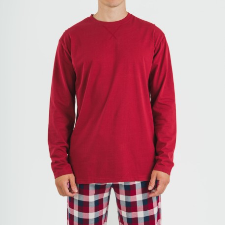 Pigiama uomo flanella Cuadro Ferni bordeaux