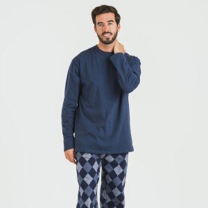 Pigiama uomo flanella Darsiriki blu