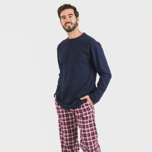 Pigiama uomo flanella Cuadro Sergio blu navy 2