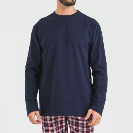 Pigiama uomo flanella Cuadro Sergio blu navy