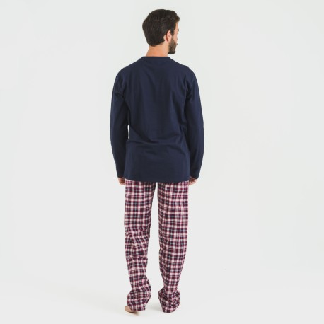 Pigiama uomo flanella Cuadro Sergio blu navy