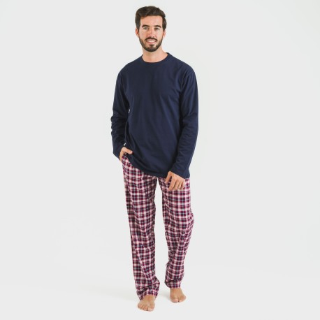 Pigiama uomo flanella Cuadro Sergio blu navy