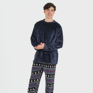 Pigiama pile coral uomo Bradley blu navy 2