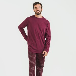 Pigiama lungo uomo cotone Loui bordeaux 2