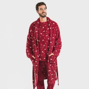 Vestaglia pile coral Cody bordeaux 2