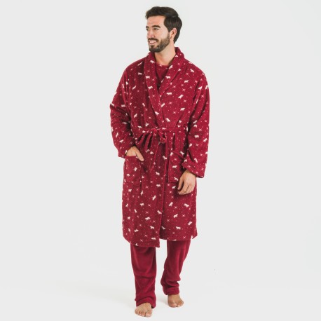 Vestaglia pile coral Cody bordeaux