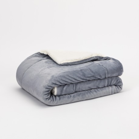 Coperta velvet sherpa tinta unita
