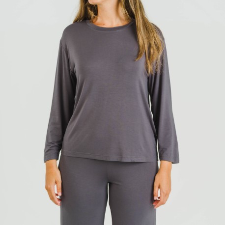 Pigiama lungo viscosa tinta unita