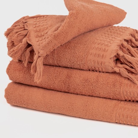 Asciugamano con frange 550gr tinta unita