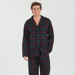 Pigiama flanella con colletto a bavero uomo Cuadro Roman blu navy 2