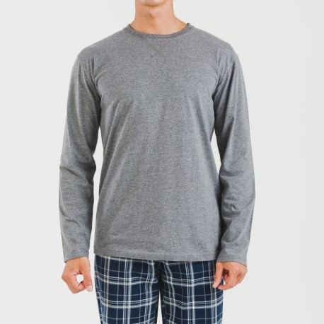 Pigiama uomo flanella Cuadro Brais grigio misto