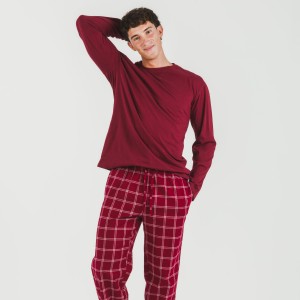 Pigiama uomo flanella Cuadro Nitari bordeaux