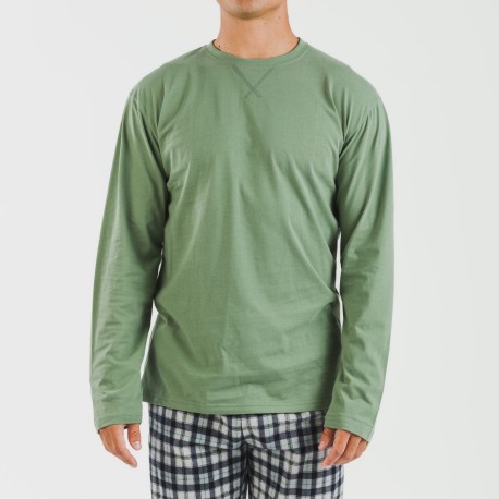 Pigiama uomo flanella Cuadro Javier verde militare