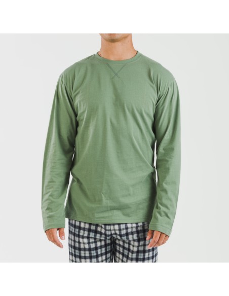 Pigiama uomo flanella Cuadro Javier verde militare