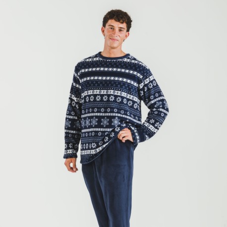 Pigiama pile coral uomo Delancey blu navy