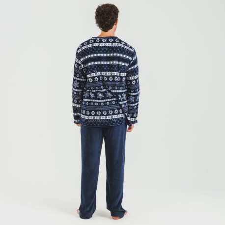 Pigiama pile coral uomo Delancey blu navy