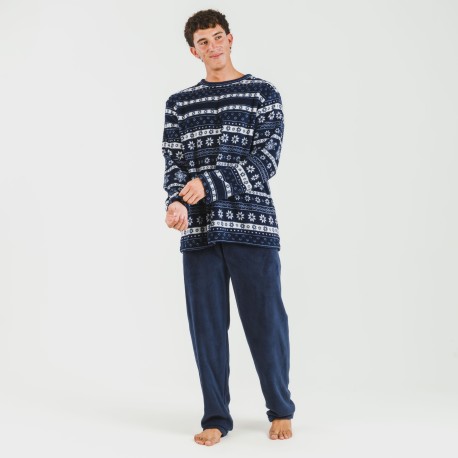 Pigiama pile coral uomo Delancey blu navy