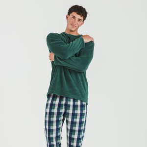 Pigiama pile coral uomo Cuadro Ferni verde 2