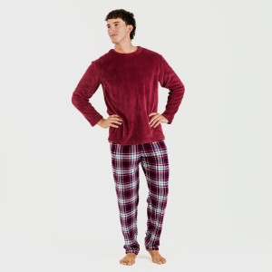 Pigiama pile coral uomo Cuadro Dido bordeaux 2
