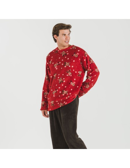 Pigiama pile coral uomo Rodolfo rosso