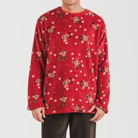 Pigiama pile coral uomo Rodolfo rosso