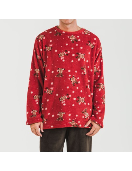 Pigiama pile coral uomo Rodolfo rosso