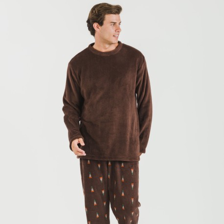 Pigiama pile coral uomo Pelayo marrone