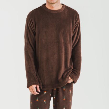 Pigiama pile coral uomo Pelayo marrone