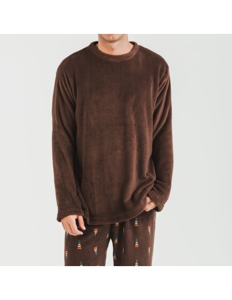 Pigiama pile coral uomo Pelayo marrone