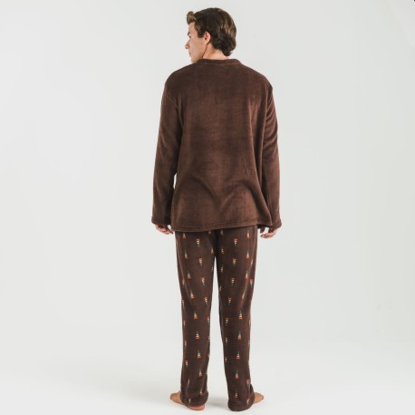 Pigiama pile coral uomo Pelayo marrone