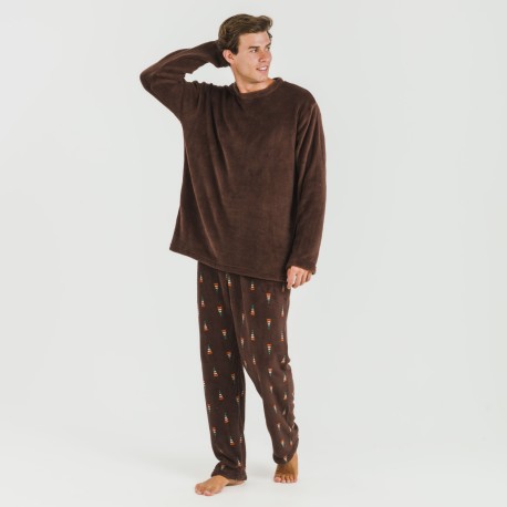 Pigiama pile coral uomo Pelayo marrone