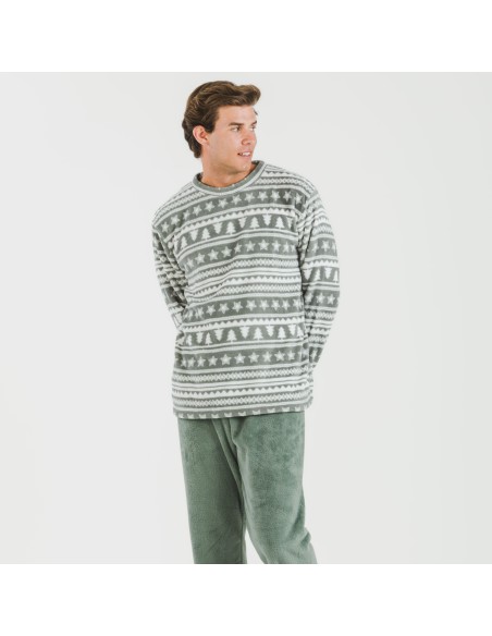 Pigiama pile coral uomo Teseo verde militare