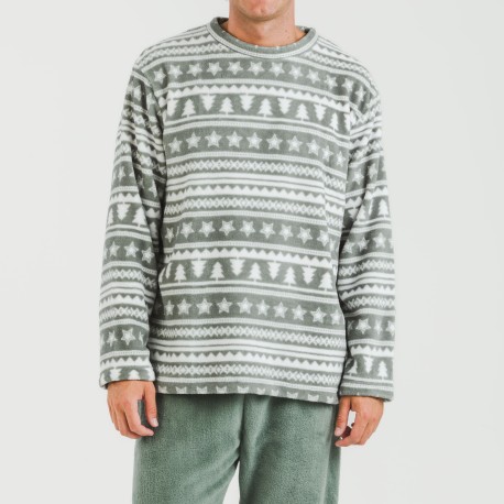 Pigiama pile coral uomo Teseo verde militare