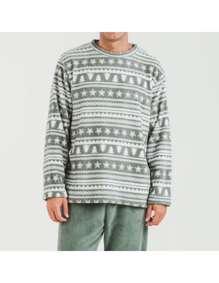 Pigiama pile coral uomo Teseo verde militare