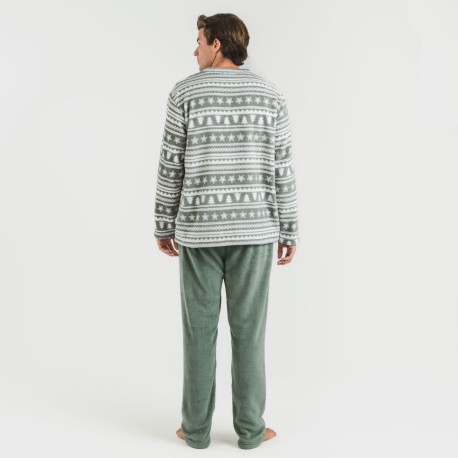 Pigiama pile coral uomo Teseo verde militare