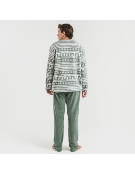 Pigiama pile coral uomo Teseo verde militare