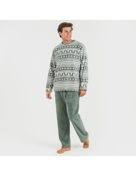 Pigiama pile coral uomo Teseo verde militare