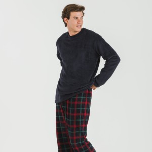 Pigiama pile coral uomo Cuadro Roman blu navy 2