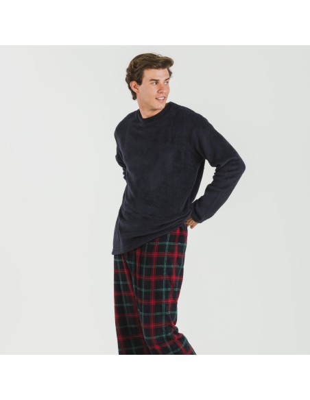 Pigiama pile coral uomo Cuadro Roman blu navy