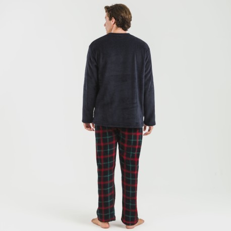 Pigiama pile coral uomo Cuadro Roman blu navy