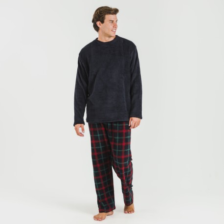 Pigiama pile coral uomo Cuadro Roman blu navy